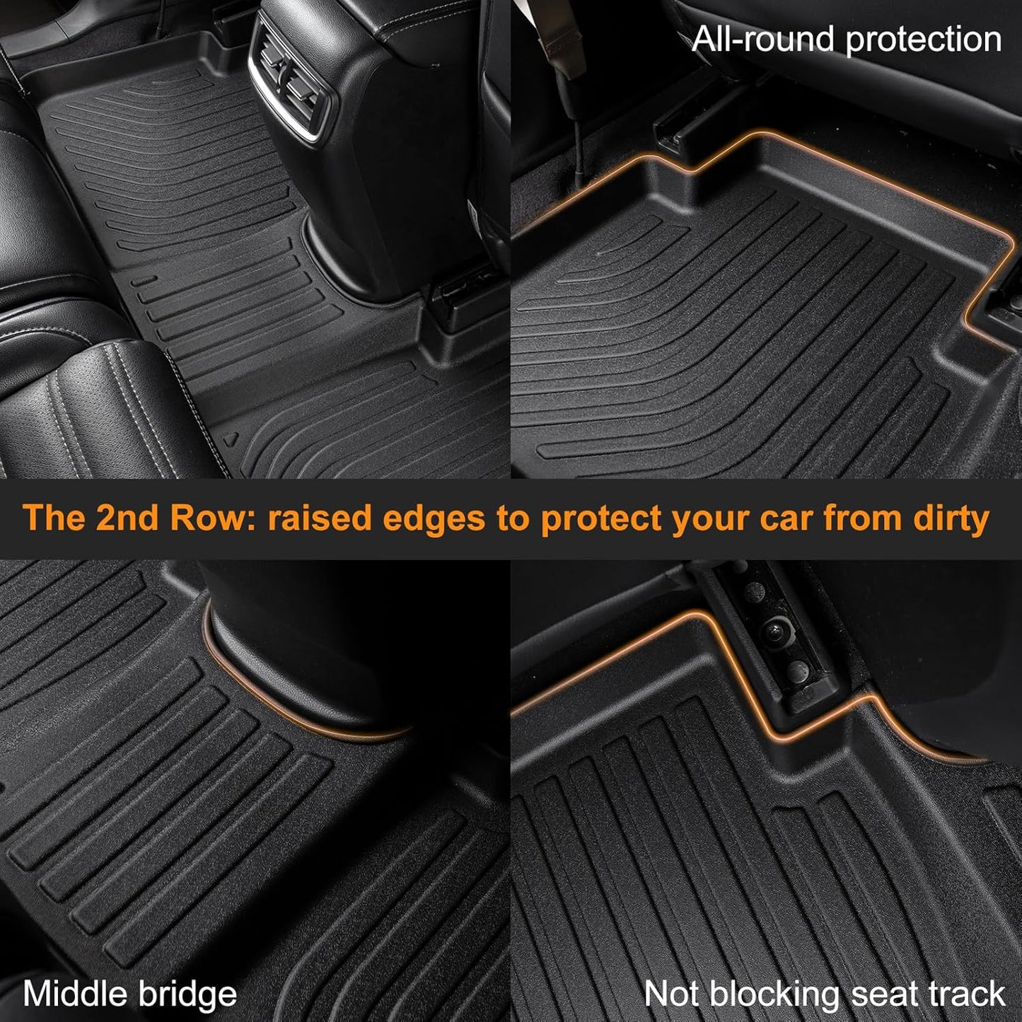 Binmotor-Floor Mats for Ford Focus 2012-2018, S | SE | ST | SEL | Titanium, 1st & 2nd Row, TPE All Weather Car Mats Rubber Liners for Ford Focus Accessories