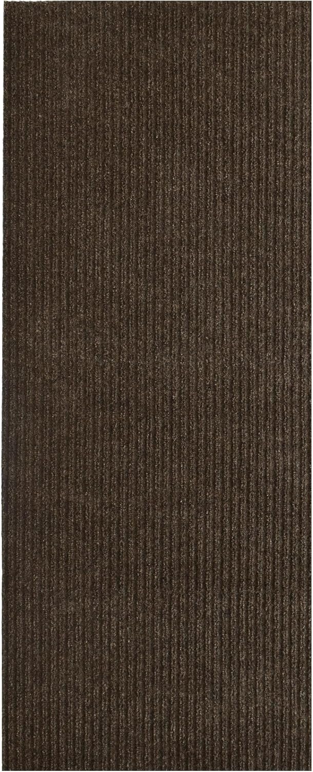 iCustomRug Spartan Weather Warrior Indoor/Outdoor Utility Ribbed Carpet Runner with Non-Slip Thermoplastic Rubber Backing, 3ft X 18ft in Brown