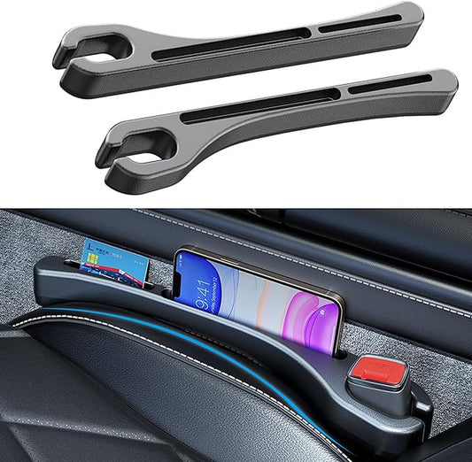 2PCS Car Seat Gap Filler，Gap Stopper Fill Gap Between Seat and Console，Built-in Recessed Storage Organizer，Universal for Most Cars Trucks SUVs to Stop Things from Dropping（Black）
