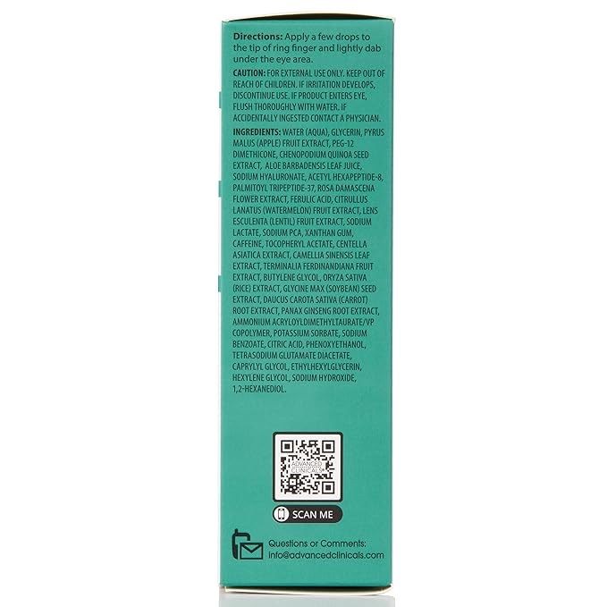 Advanced Clinicals Puffy Eye Under Eye Serum | Visible Anti Aging Brightening Vitamin C + Caffeine Serum Helps Improve Look Of Puffiness, Fine Lines, Dark Circles, & Uneven Skin Tone, 2-Pack