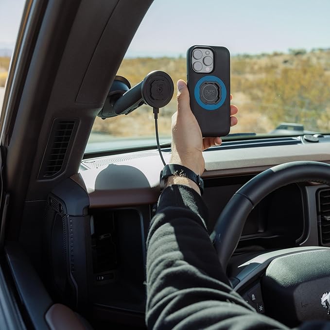 Quad Lock Heavy Duty Suction Car Phone Mount with MAG Phone Case and MAG Wireless Charging Head for iPhone X/XS