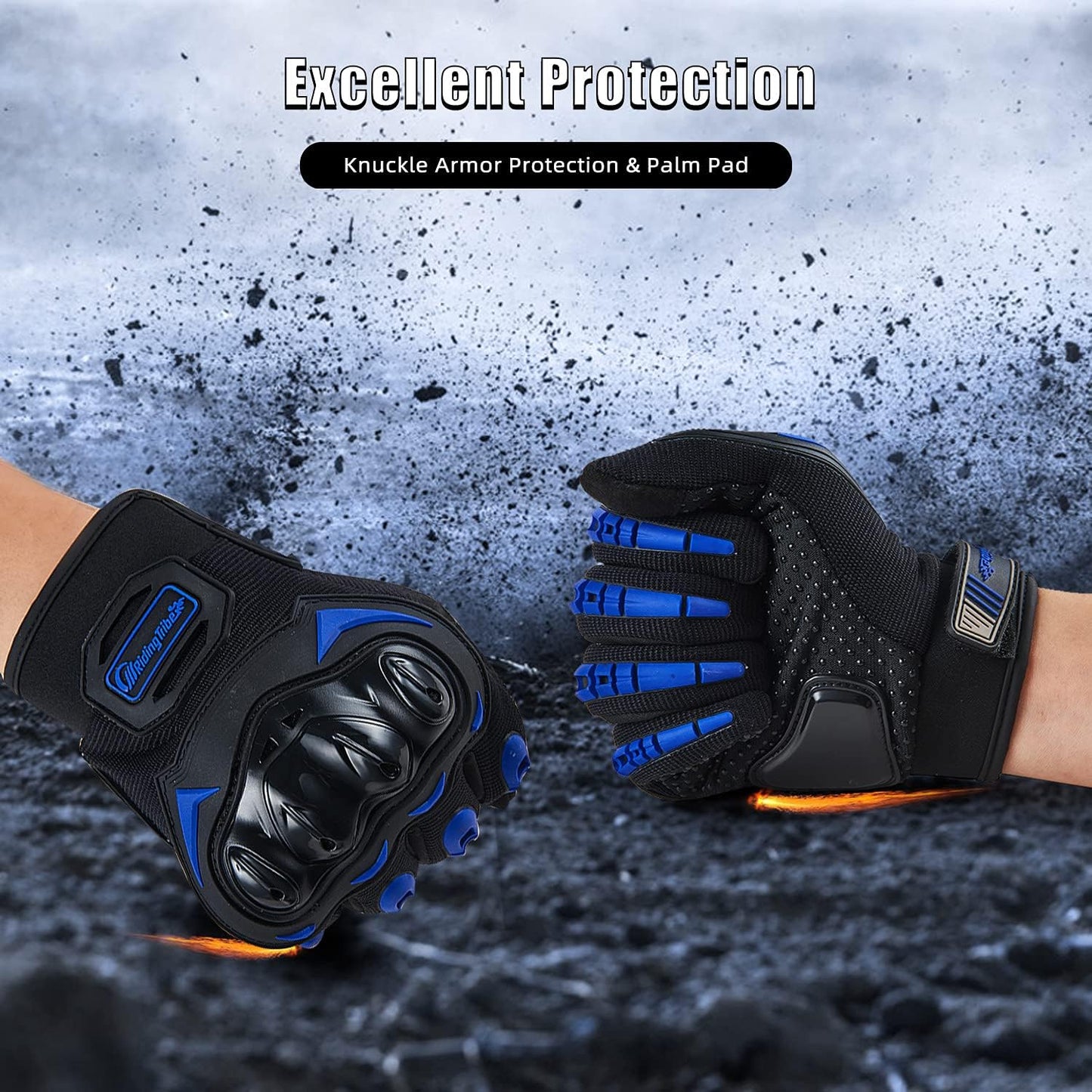 Motorcycle Gloves for Men and Women Full Finger Touchscreen Mountain Dirt Bike Gloves for Powersports BMX ATV MTB Driving Motocross Cycling Gloves(L, Blue)