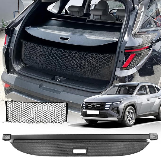 Cargo Cover for Hyundai Tucson 2026 2025 Accessories 2024-2022(Carbon Fiber Texture),Retractable Trunk Cover Organizer Security Shielding Shade Tonneau Cover for Hyundai Tucson Accessories