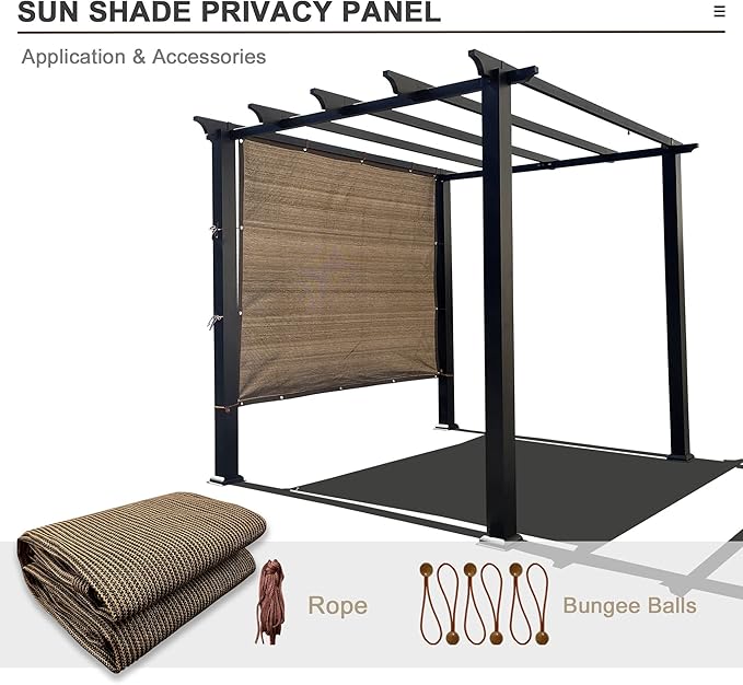 Alion Home Sun Shade Privacy Panel with Grommets and Hems on 4 Sides for Patio, Awning, Window, Pergola or Gazebo - Mocha Brown (10' x 7')