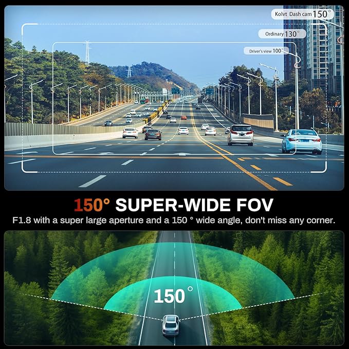 2.5K Dash Cam, Full HD Dash Camera for Cars, 5G Wi-Fi & App Control Car Camera with Super Night Vision, 170°Wide Angle, WDR, 24H Parking Mode, Free 64GB Card