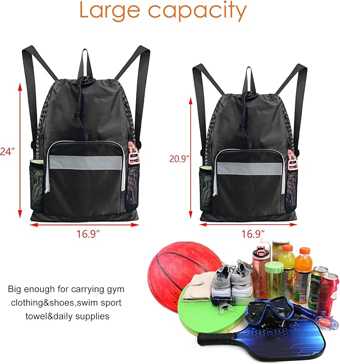 BeeGreen Drawstring Backpack for Men Women Athletic Gym Sports Workout Beach Swim …