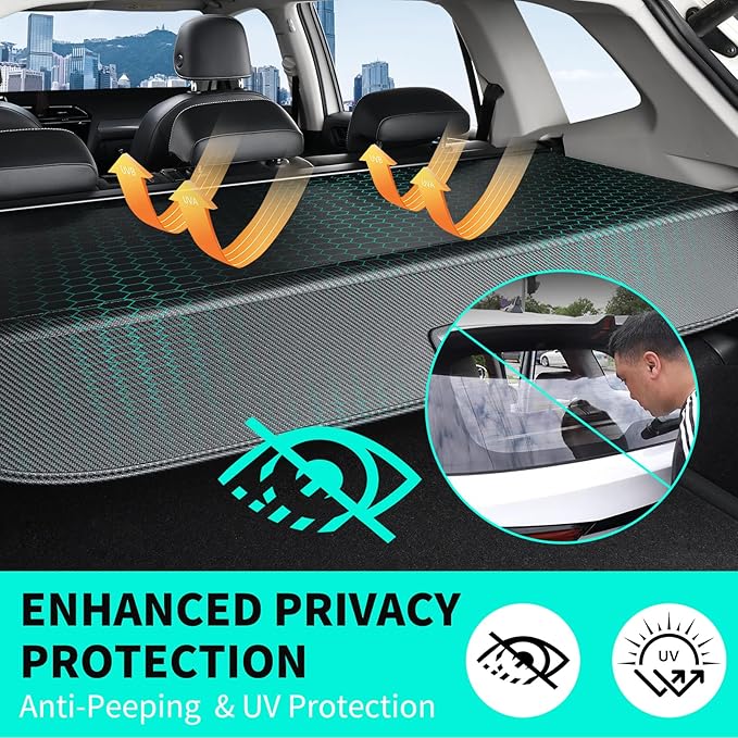 Tecoom Cargo Cover fit for Subaru Crosstrek Impreza Accessories 2024, Retractable Rear Trunk Cover Luggage Security Shade, Anti-Peeping Privacy Screen Protector, Carbon Fiber Texture