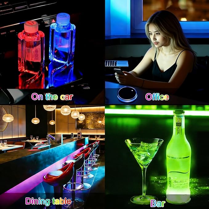Pentagram LED Cup Holder Lights for Car,2Pcs LED Light Up Cup Holder Coasters 7 Colors 3 Modes,Waterproof Interior Atmosphere Lamp,Car Decor Accessories Pentagram Gifts for Women Men