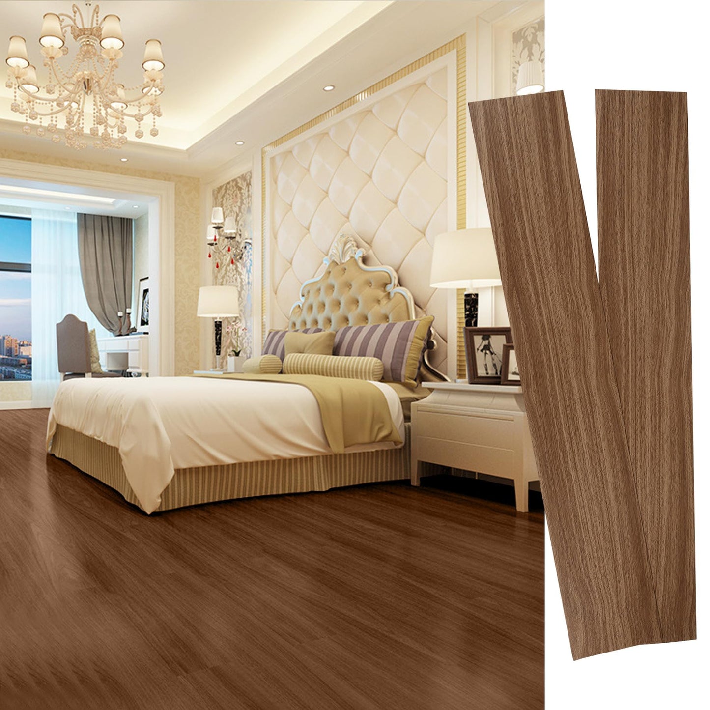 Peel and Stick Floor Tile，36×6in，Peel and Stick Flooring Easy to Install，Self Adhesive Waterproof, Scratch Proof for Rental Houses, bedrooms, Kitchens (36, 523, 36 x 6 inches)