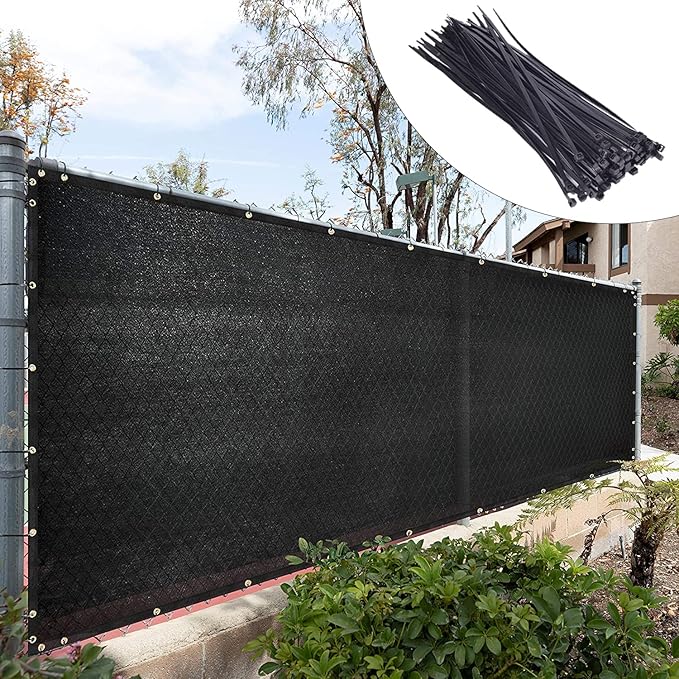 Royal Shade Custom Size 5' x 135' Black Fence Privacy Screen Windscreen Cover Netting Mesh Fabric Cloth - Cable Zip Ties Included (We Make Custom Size)