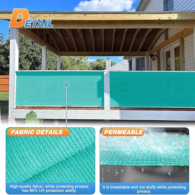 TANG Sun Shade Fabric Roll 8'x41' Shade Cloth for Garden Turquoise Green HDPE Mesh Shading Pergola Cover Replacement Canopy, 95% Blockage Sunshades for Outdoor Patio Backyard Plant