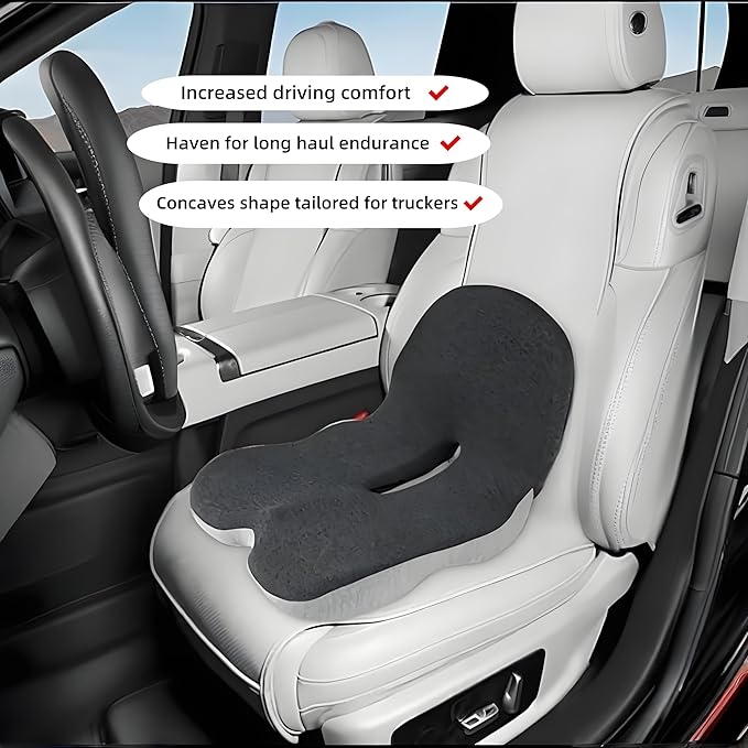 L-Shaped Memory Foam Seat Cushion with Lumbar Support-Ergonomic Car & Office Chair Cushion for Sciatica, Coccyx & Back Pain Relief Supports Hips & Back for Drivers & Long Sitting (Dark Grey)