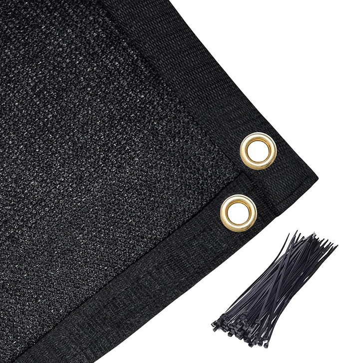 Amagenix 90% Shade Fabric 24'X 24' Black Sun Shade Cloth with Grommets for Pergola Replacement Shade Cover Canopy, Heavy Duty, Cable Zip Ties Included (We Customized)