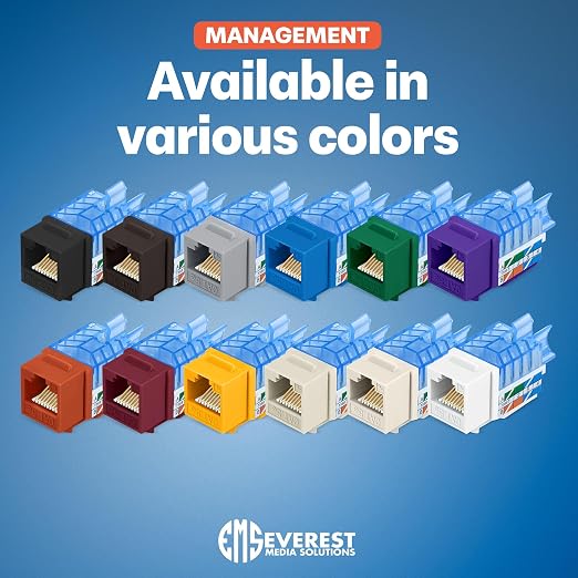 Everest 45° Angled RJ45 Cat5e Keystone Jacks 50-Pack in Gray