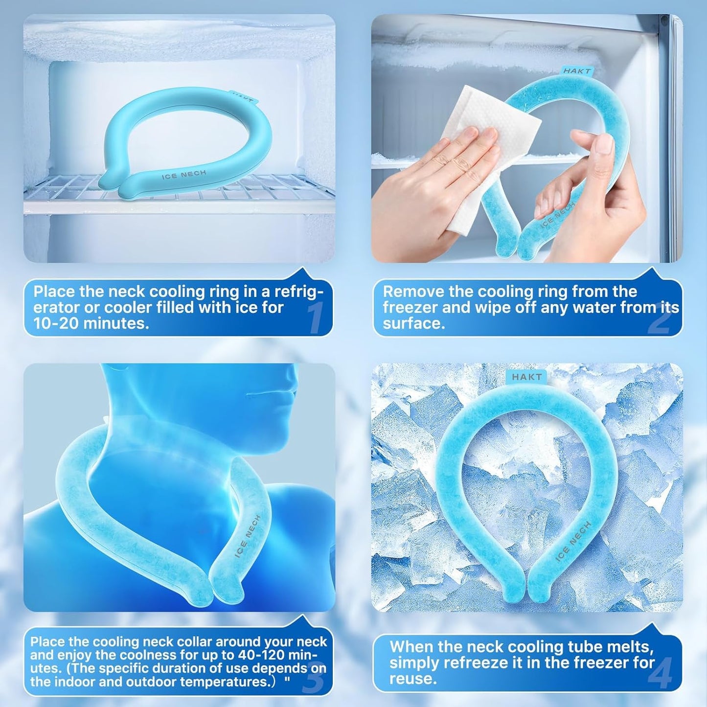 Neck Cooling Tube, Cooling Wrap for Summer, Reusable Ice Ring Neck Cooler for Heat Outdoor Sports,Outdoor Workers