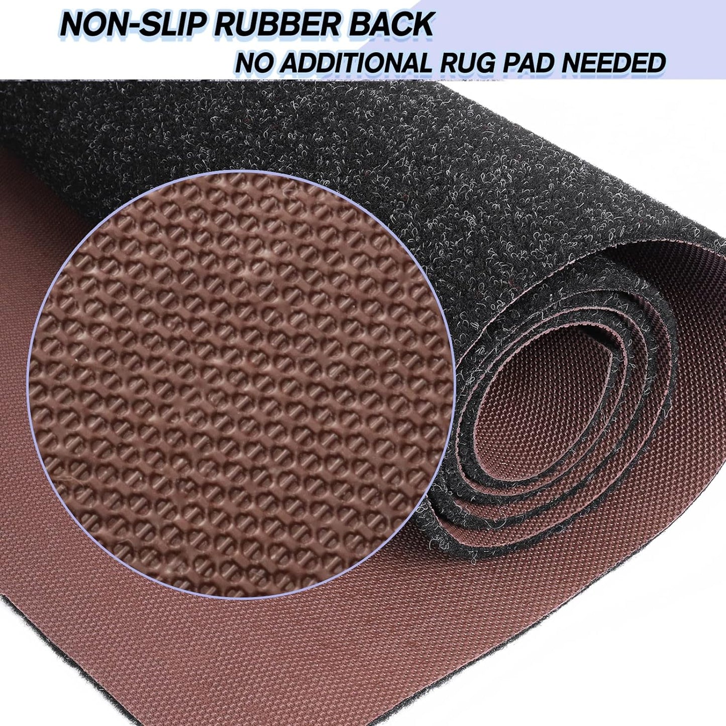 Custom Size Backed Non-Slip Area Rugs Runner, Easy Clean, Waterproof Runner Rugs for Hallway Entryway, Kitchen, Laundry, 2FT x 23FT, Black