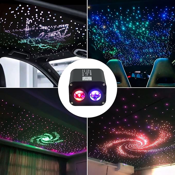 ATOKEE Twinkle 800pcs Starlight Headliner Kit, 0.03in 9.8ft Fiber Strands 20W Dual Color Dual Head Fiber Optic Car Star Roof Lights with APP/Remote Control