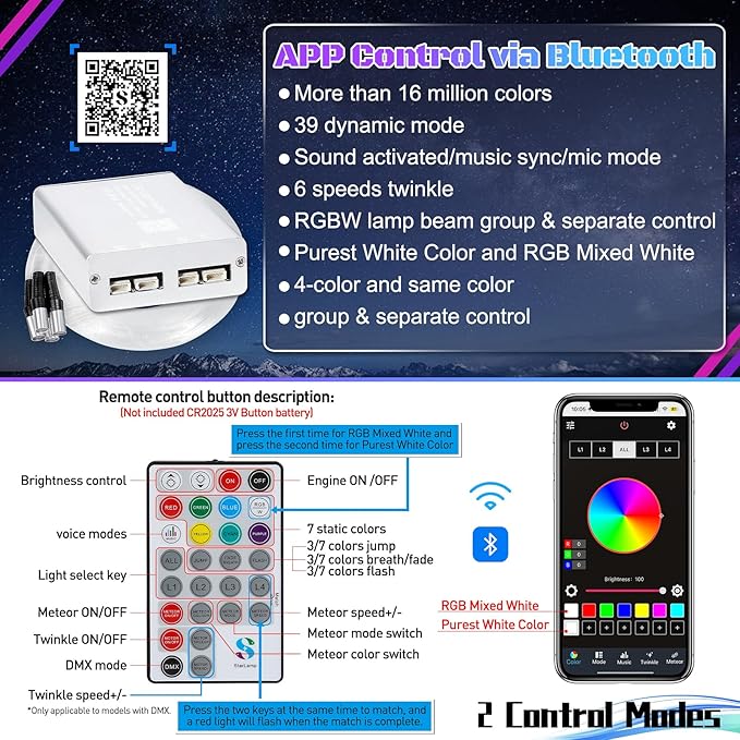 Split 4 Colors 12W Car Starlight Headliner Kit 800pcs*0.02in*9.8ft with APP&RF Remote,RGBW Fiber Optic Strands Star Roof Lights,4 Port Engine Sound Activated Star Ceiling Lights for Car/Home Decor