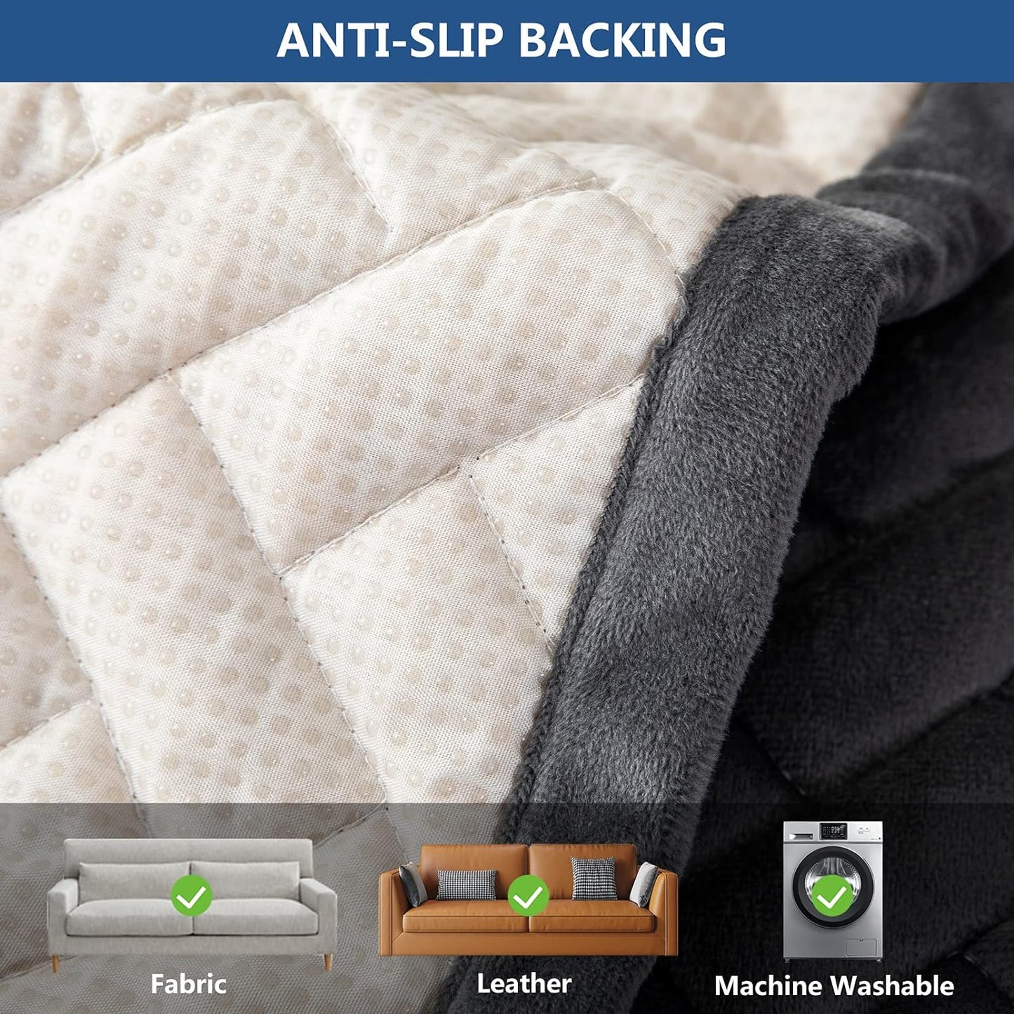 Eismodra Couch Cover,Sectional Couch Covers,Sofa Covers for 3 Cushion Couch,Anti-Slip Sofa Slipcovers for Dogs Cats Kids Loveseat Recliner L Shaped Armrest Backrest,Dark Gray 36''x47''(Only 1 Piece)