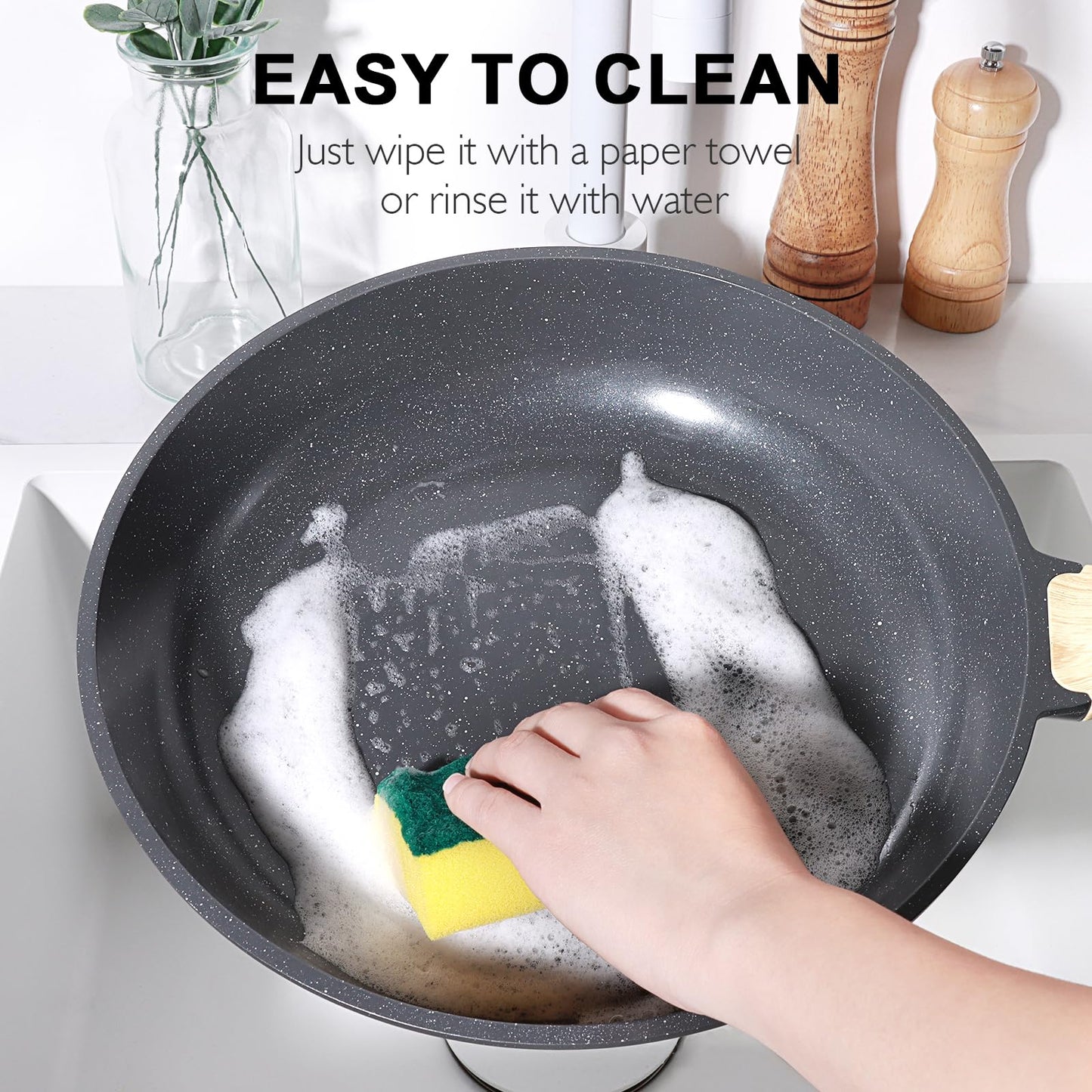 GiPP Ceramic Pots and Pans Set Non Stick - 18 Pcs Nonstick Cookware Set, Non-toxic Healthy Kitchen Cooking Set w/Frying Pans Set, Dishwasher Safe, PFAS PTFE PFOA PFOS Free