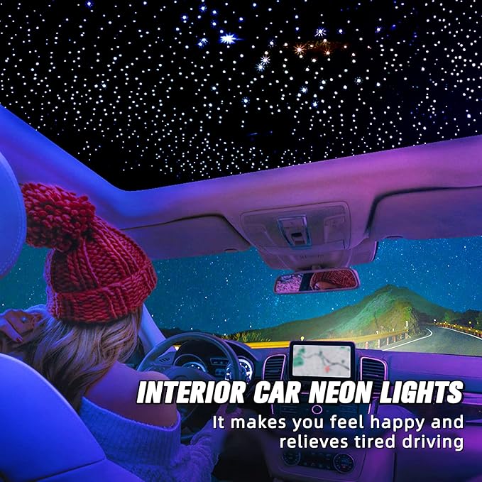 16W Starlight Headliner Kit, Star Lights for Car Roof&Home Decoration, Fiber Cable 500pcs of(0.03+0.04+0.06in)*13.1ft RGBW Star Light Headliner with Bluetooth APP/Remote/Music Mode