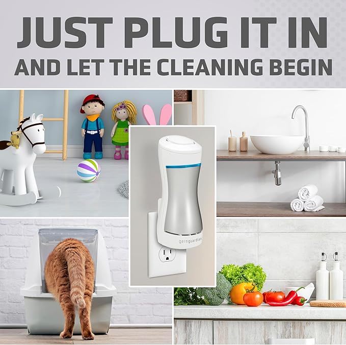 GermGuardian GG1000 Pluggable UV-C Sanitizer and Deodorizer, Kills Germs, Freshens Air and Reduces Odors from Pets, Smoke, Mold, Cooking and Laundry, 2-Pack