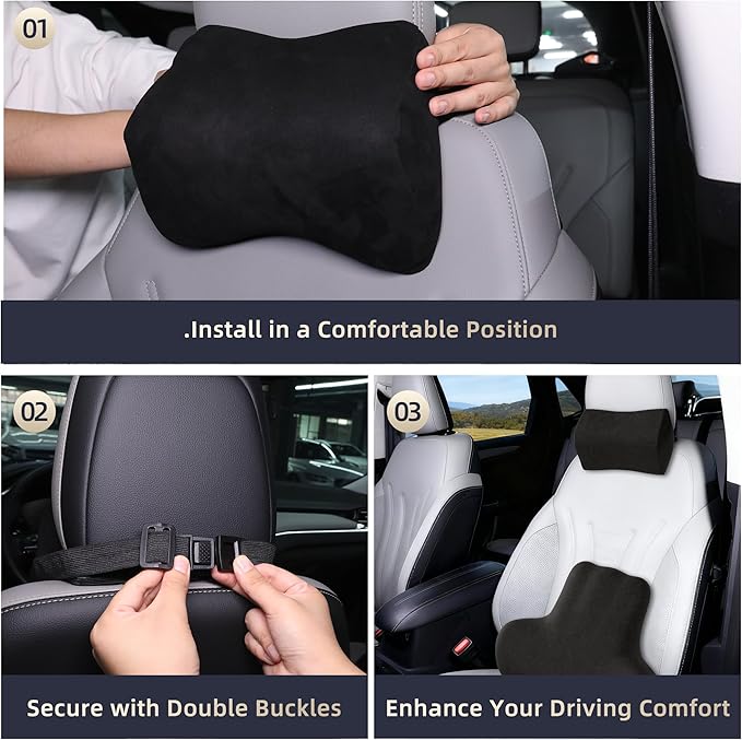 Car Neck & Lumbar Support Pillow Set for Dodge RAM1500, Soft Memory Foam Headrest & Back Cushion, Ergonomic Comfortable Seat Support for Daily Driving and Long Trips Car Interior Accessories