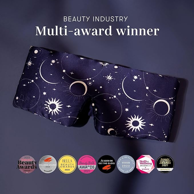 DROWSY Silk Sleep Mask. Face-Hugging, Padded Silk Cocoon for Luxury Sleep in Total Darkness. (Cosmic Energy)