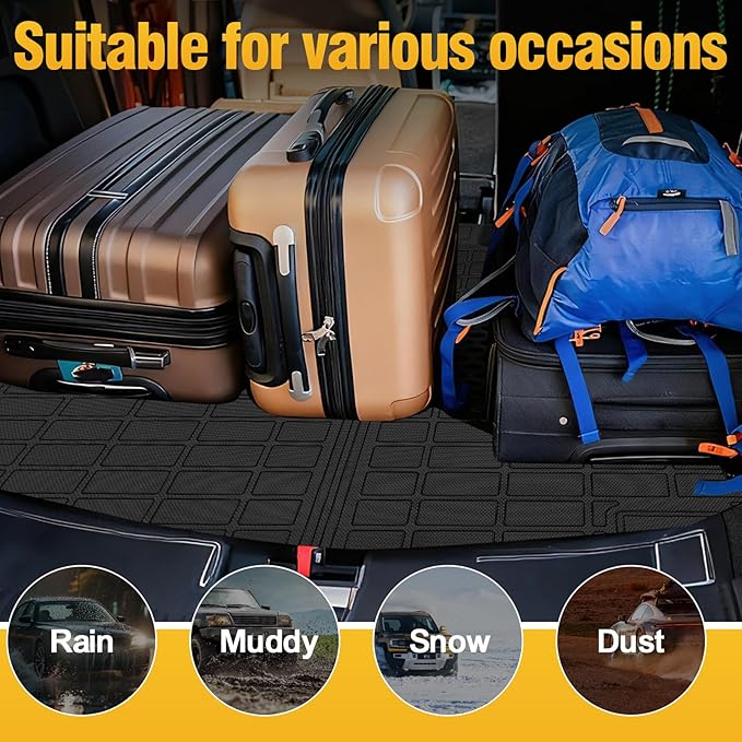 Trunk Liner Cargo Liners for Chevrolet Traverse 2018-2023 and Traverse Limited 2024 Rear Trunk Floor Mats 3D Boot Tray All-Weather TPE Black
