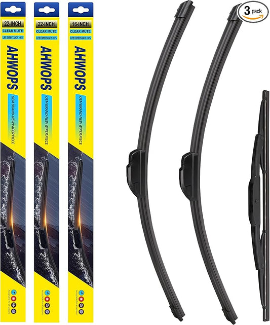 3 Wiper Front and Rear Wiper Blades for 2002-2006 Cadillac Escalade/2000-2006 Chevrolet Suburban 1500 Suburban 2500, OE Original Style (22″/22″ Front/16″ Rear) For My Car