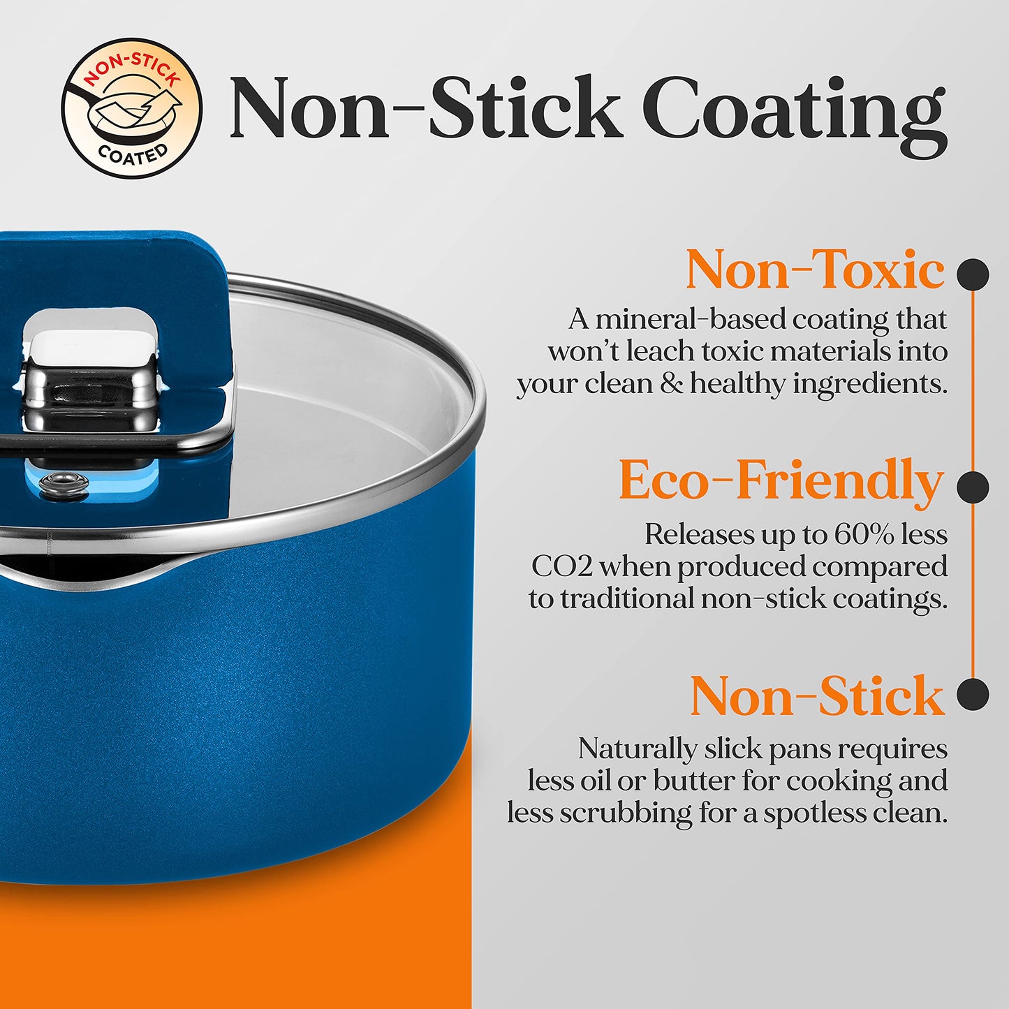 NutriChef 17pcs Blue Stackable Pots and Pans Set, Nonstick Induction Cookware, Space Saving Cookware, Easy Clean, Ideal For RV and Camper, Includes a Foldable Steamer Basket and Cooking Utensils