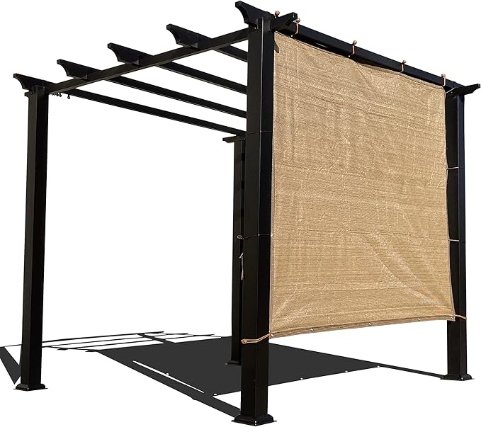 Sun Shade Privacy Panel with Grommets on 4 Sides for Patio, Awning, Window Cover, Pergola or Gazebo (Walnut, 10' x 10')