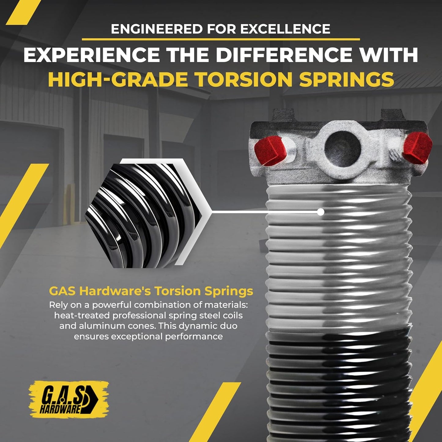 Garage Door Torsion Spring 218x2x24 Torsion Spring for Right Side of Garage Door with 1" Steel Bearing, Gloves, and Winding Bars Precision E-Coating 5-Year Warranty Minimum 30,000 Cycles (Black Cone)