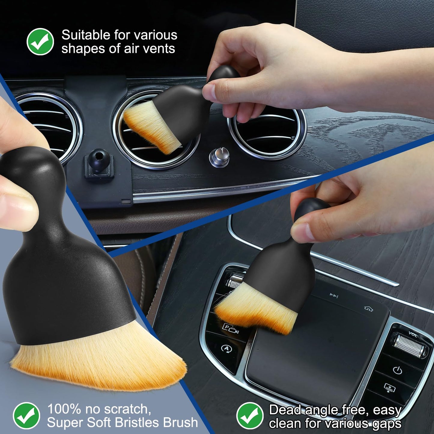 Fitosy Car Detailing Brushes Duster Cleaning Kits, Soft Hair Dashboard Air Vent Crevice Dusting Detail Cleaner Interior Accessories Tools for Decoration,Automotive,Truck,SUV,RV