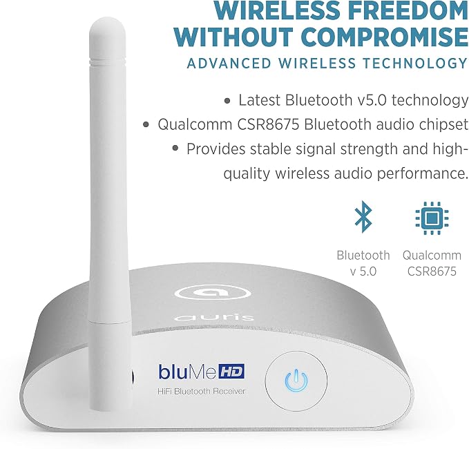 Auris Blume HD Long Range Bluetooth 5.3 Music Receiver Hi-Fi Audio Adapter