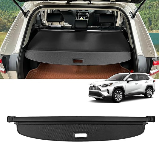 Cargo Cover for Toyota RAV4 2025-2019 Accessories Retractable Trunk Cover Security Shielding Shade Cargo Luggage Cover Trunk Privacy Protection (Carbon Fiber Texture)