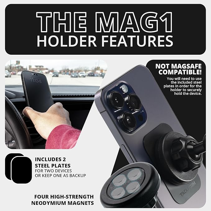 Tackform Link Vent Mount Magnetic Phone Holder - Compatible with 2021-2025 Ford F150 & Raptor, 2023-2025 Ford Super Duty | Aluminum | 2" Arm | Pink | (NOT MAGSAFE Compatible)