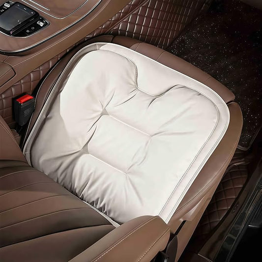 2026 New Skin-Friendly & Dirt-Repellent Leather Seat Cushions, Ergonomic Memory Foam Lumbar Support, Non-Slip Breathable Cover, Removable Washable, Ideal for Drivers & Office Long Sitting (white)