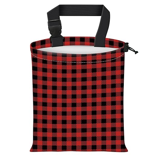 Car Trash Bag Large Hanging Can for Back of Seat, Cute Waterproof Car Garbage Bag for Vehicle, Travelling, Outdoor Black Red Plaid