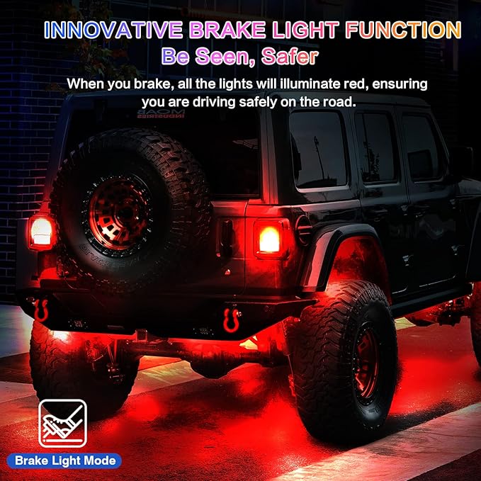 16Pods RGB LED Rock Lights Kit with APP/RF Remote Control, Segmented Multicolor Underglow Accent Light Exterior Music Mode Waterproof 12V for Trucks Pickup Jeep Gladiator Off-Road