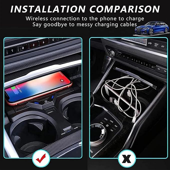 2023 Upgrade Wireless Car Charger for BMW 2 Series (2022-2023) i3/3 Series (2020-2023) i4/4 Series (2021-2023) Center Console Panel, 15W Fast Phone Charging Pad