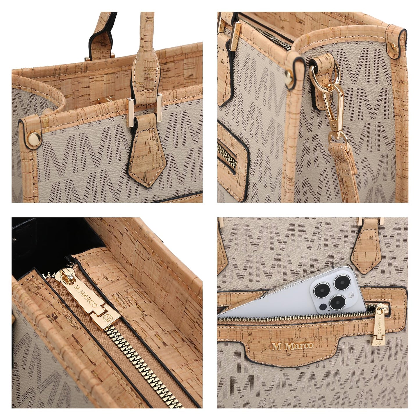 MKP Tote Bag for Women Medium Signature Monogram Satchel Handbags Purses Top Handle Shoulder Bags Wristlet Wallet Set 2pcs