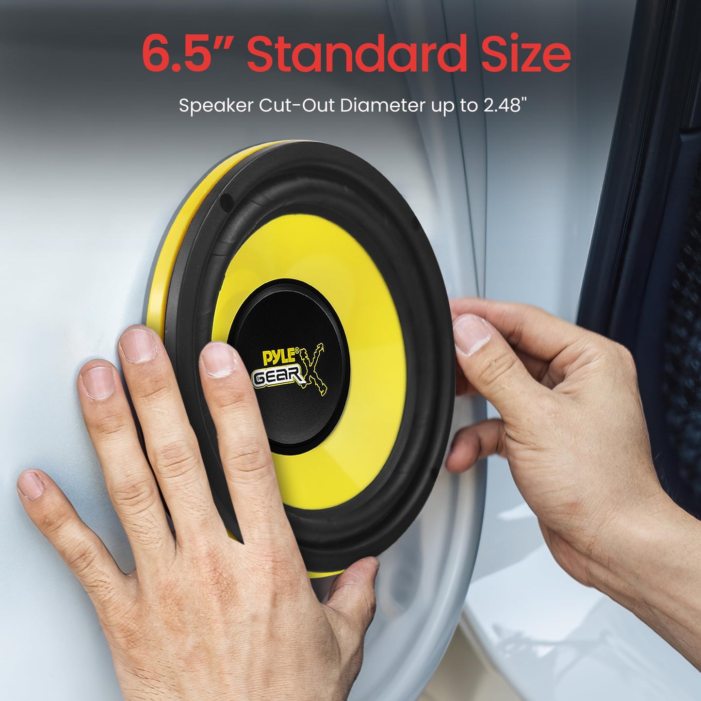 Pyle 6.5 Inch Mid Bass Woofer Sound Speaker System - Pro Loud Range Audio 300 Watt Peak Power w/ 4 Ohm Impedance and 60-20KHz Frequency Response for Car Component Stereo PLG64,Yellow