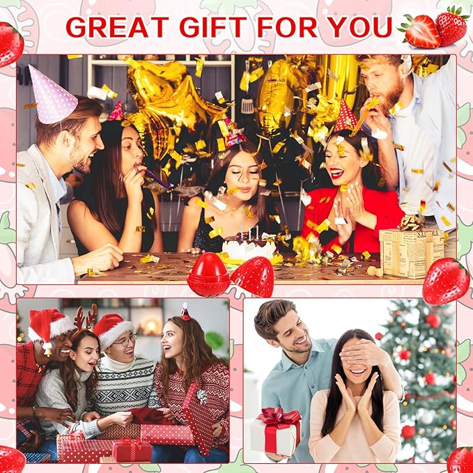12 Pcs Cute Lip Balm Strawberry Wrinkle Repair Moisturizing and Plumping Lasting Hydrating Strawberry Shaped Lip Protector for Women Valentines Gift