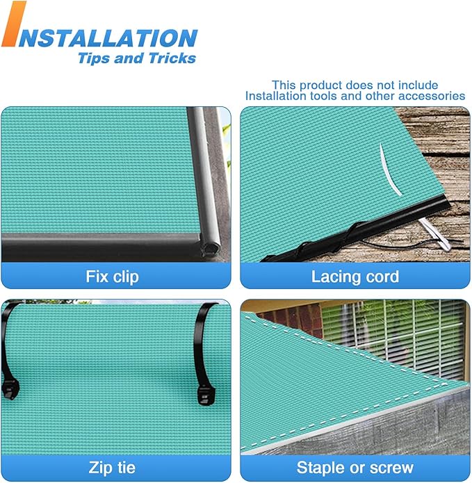 TANG Sun Shade Fabric Roll 8'x138' Shade Cloth for Garden Turquoise Green HDPE Mesh Shading Pergola Cover Replacement Canopy, 95% Blockage Sunshades for Outdoor Patio Backyard Plant