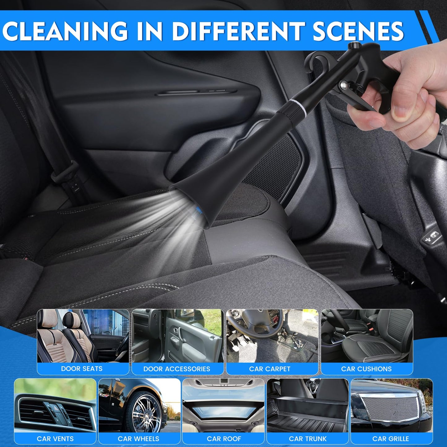 IPELY Car Cleaning Gun, High Pressure Car Blow Gun for Car Detailing, Quickly Clean and Dry Car Surfaces with Strong Air
