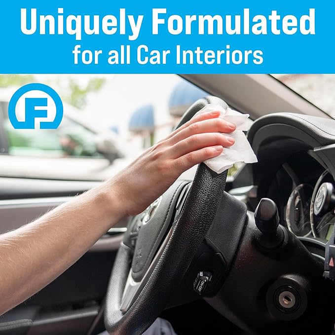 Fortress Car Interior Wipes with Microfiber Cloth (25 ct, Pack of 62) for Car Interior Cleaning, Dashboard, Seats, Detailing, and Steering Wheel [Travel Size] Skin-Safe Car Interior Cleaner Supplies
