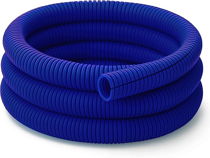Electriduct Split Wire Loom Tubing Polyethylene Corrugated Flexible Conduit - 3/8" Nominal Size - 100 Feet - Blue