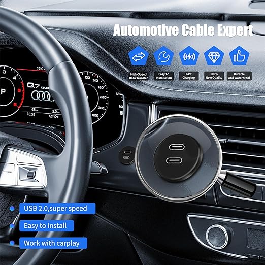 Dual Port USB A 2.0 Male to USB C 2.0 Female Extension Cable,Flush Mount Waterproof Panel Cable for Car,Truck,Boat,Motorcycle Dashboard 3.3ft