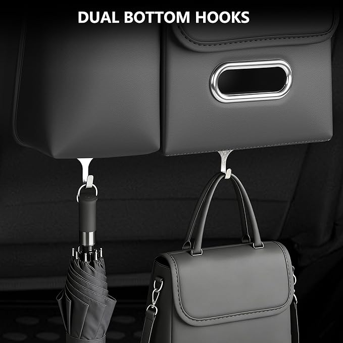 Car Organizer Back Seat, Car Water Cup Travel Tissue Holder Organization Universal car seat Back Storage Sedan SUV Compatible Vehicle Interior Accessories Hand-Sewn car Leather Storage Bag 2pc